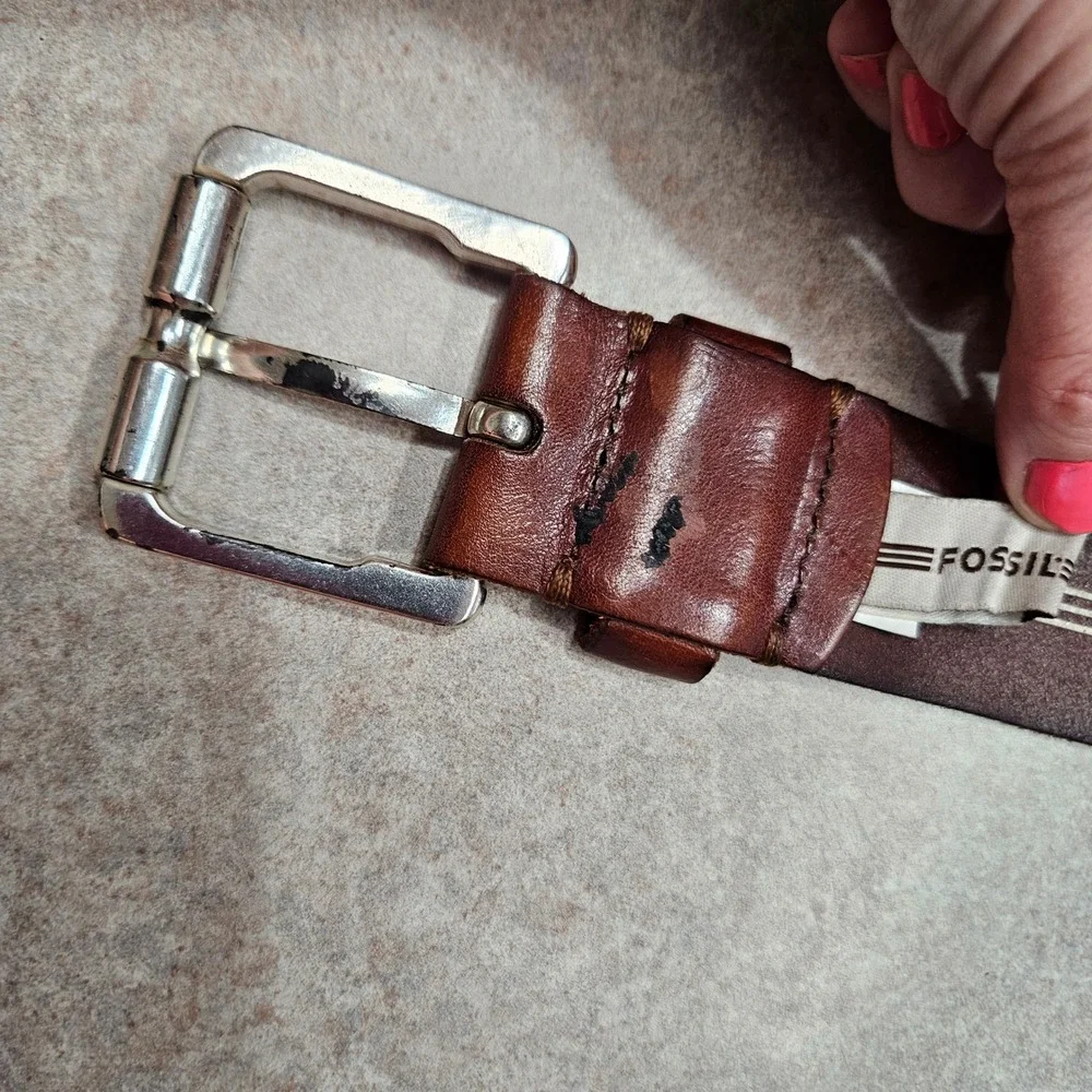 Fossil Leather‎ Belt Mens 40 Brown Distressed Rugged Casual Workwear Americana